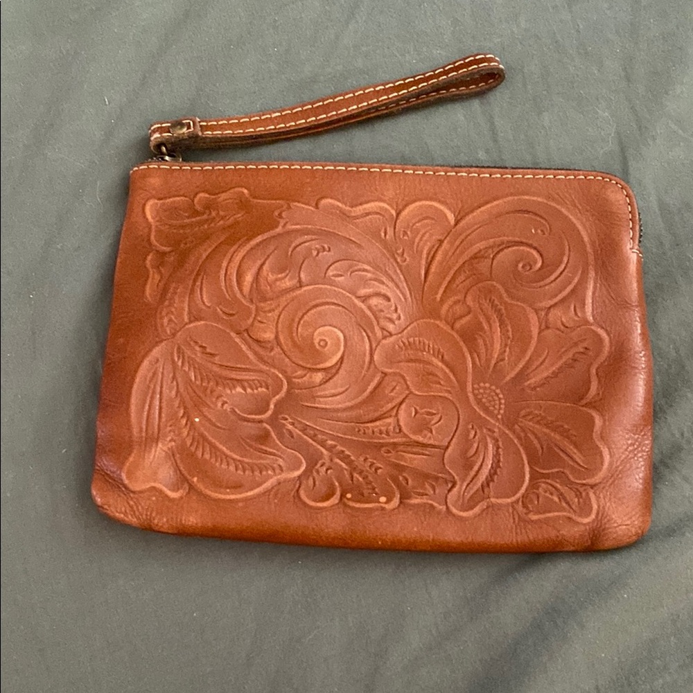 Patricia Nash Floral Embossed Leather Wristlet